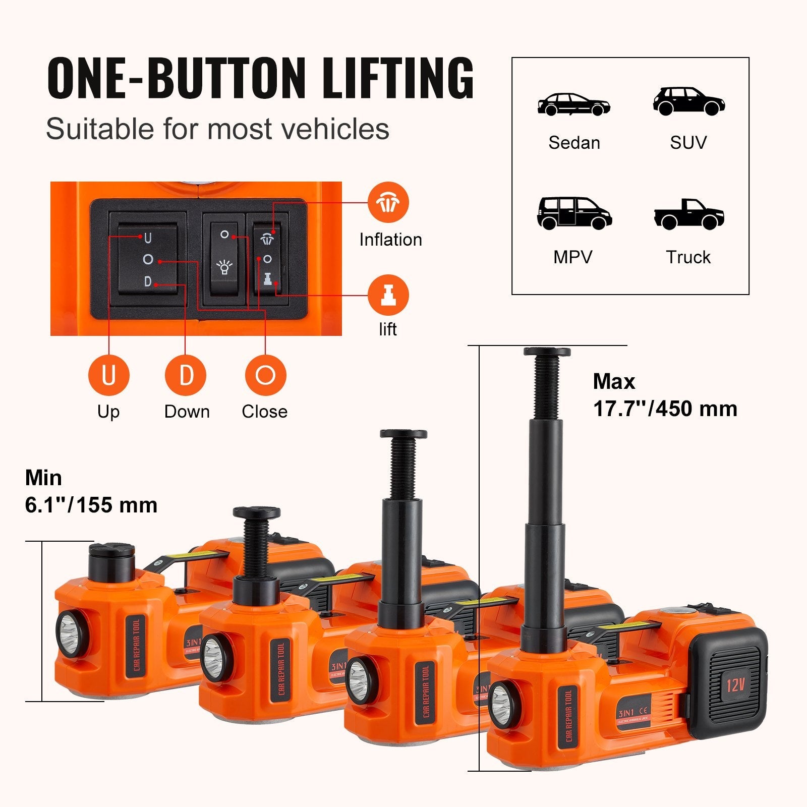 5Ton 12V Car Electric Hydraulic Floor Jack Lift